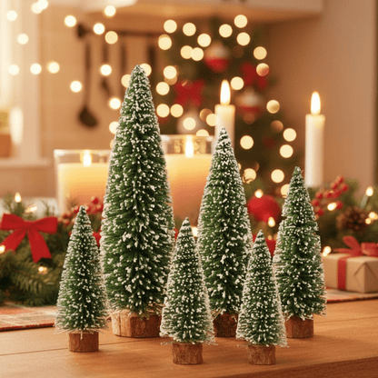 SNOWPINE BRUSH Flocked Mini Fir Set
