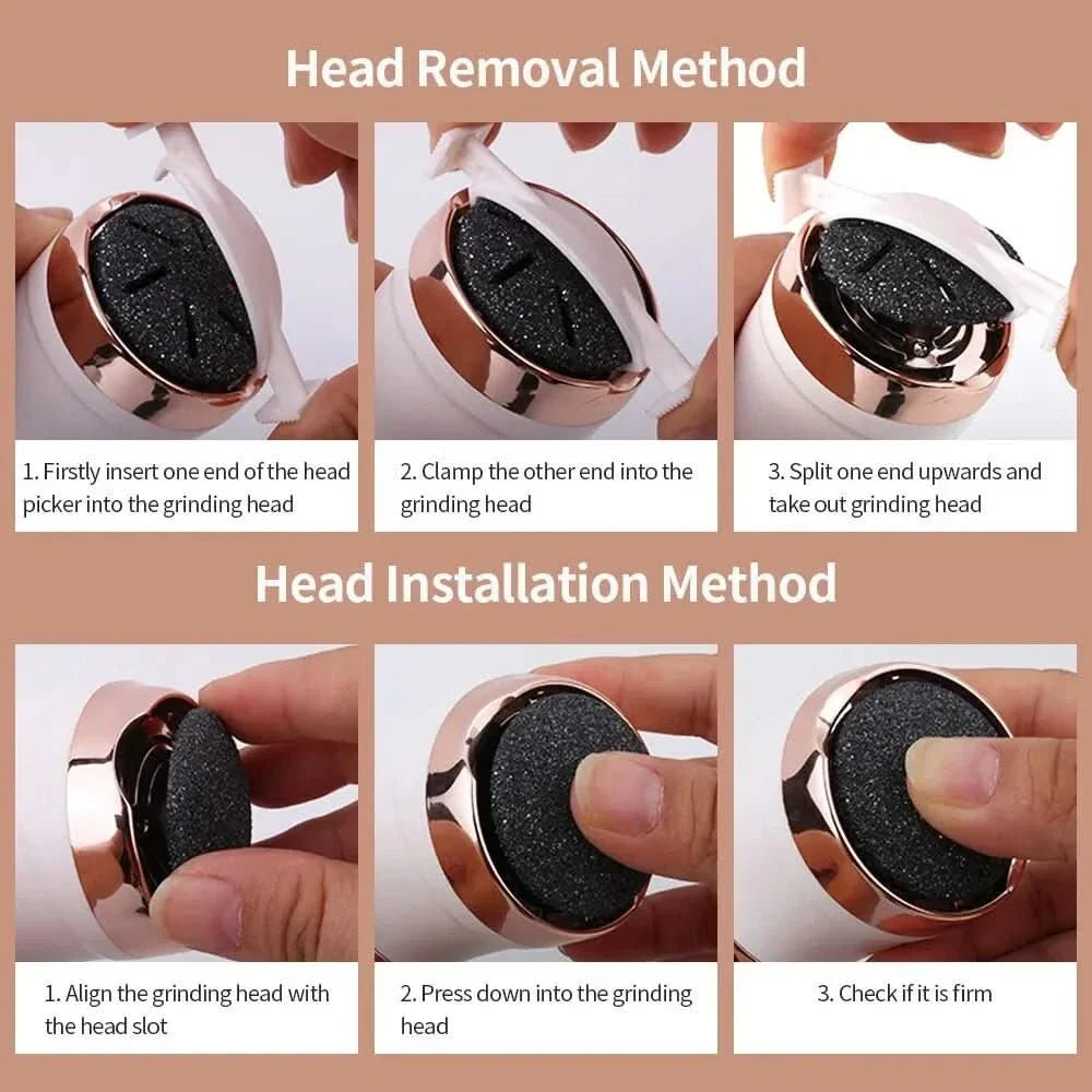 Kalluscare foot care device Rechargeable Callus Remover image with text 3