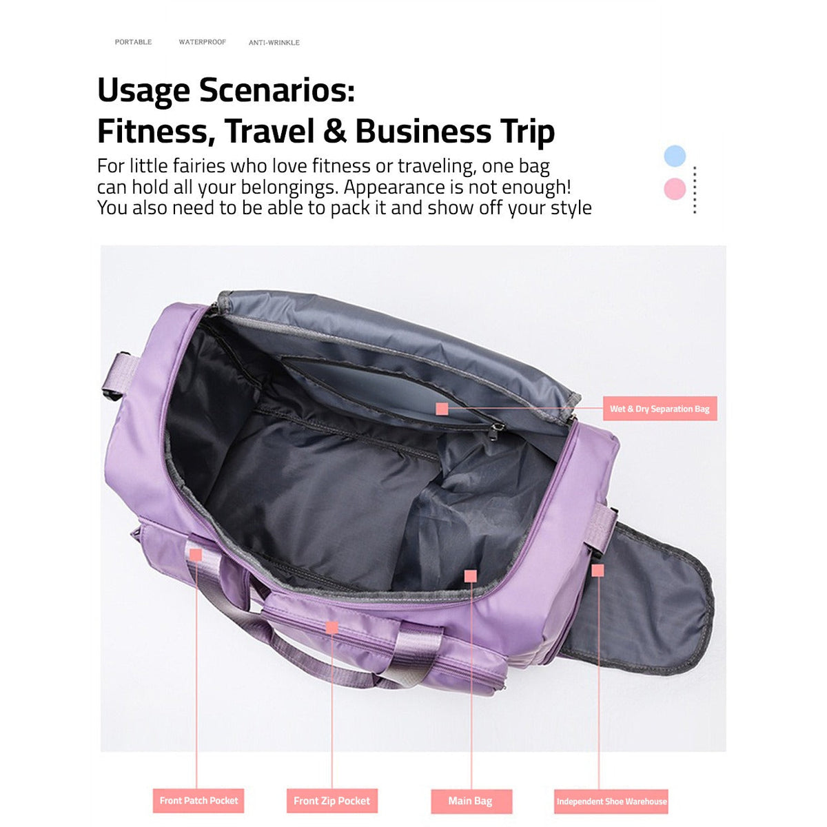 Sports Duffle Travel Bag with Shoe Compartment