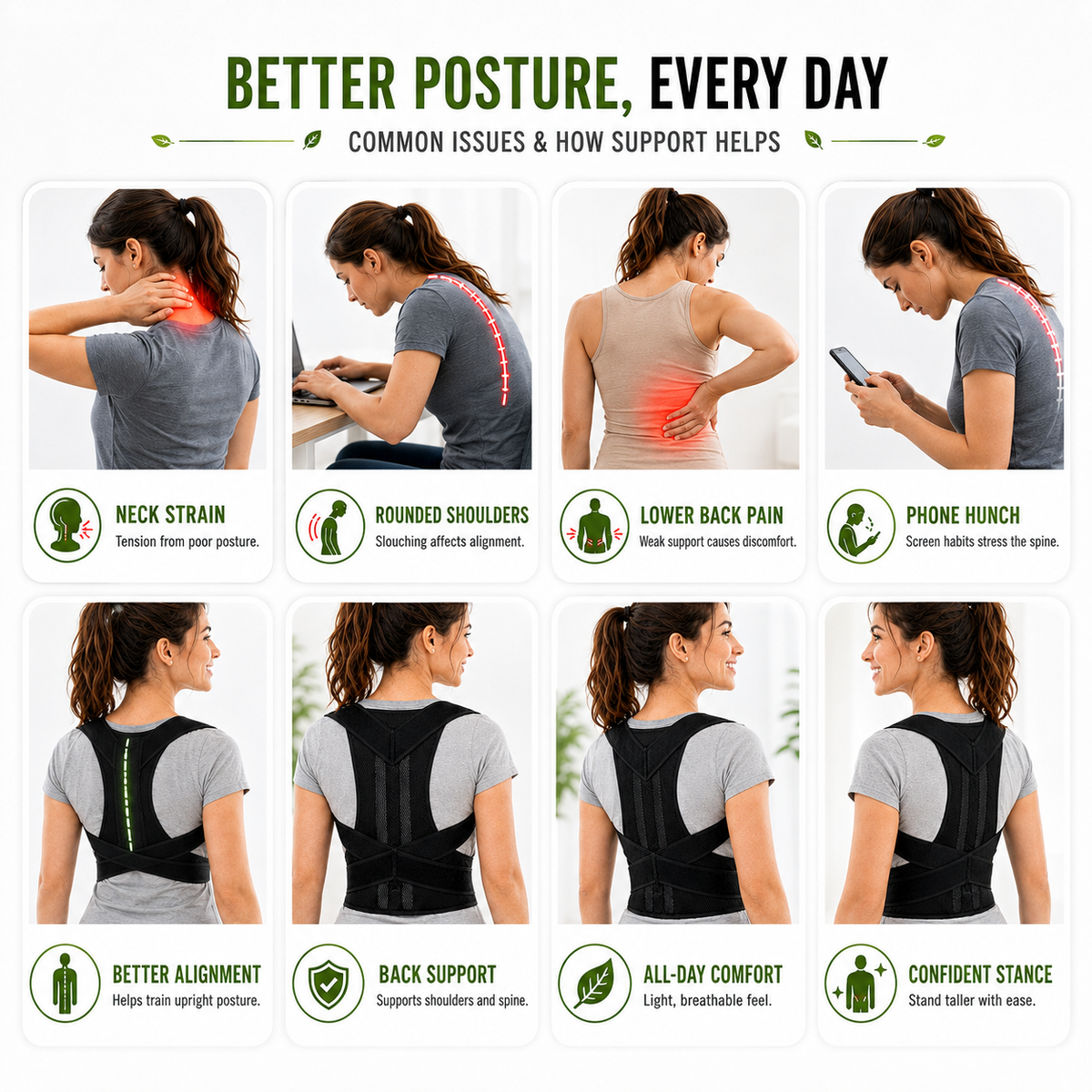 PostuRise Adjustable Unisex Posture Brace