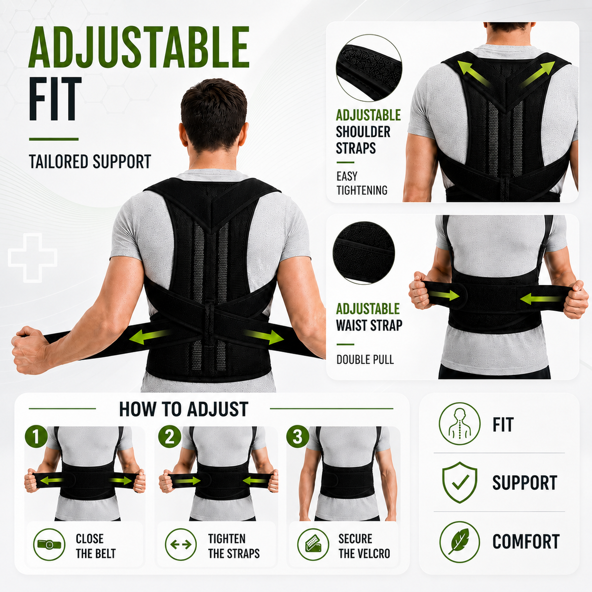 Spinalynx Adjustable One Piece Back Brace