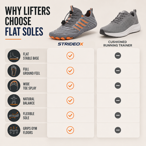 Barefoot Gym Shoes, Unisex Flat Sole Training Shoes for Weightlifting, Squats & Deadlifts
