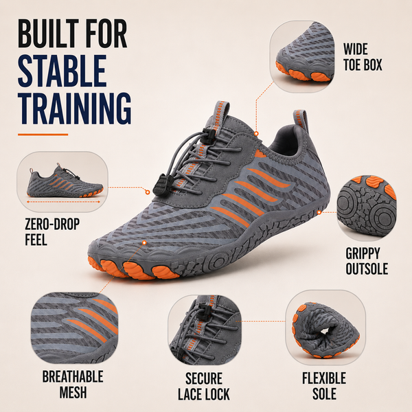 Barefoot Gym Shoes, Unisex Flat Sole Training Shoes for Weightlifting, Squats & Deadlifts