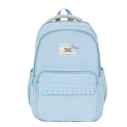 Polka Dot Backpack, Ruffled Mini Backpack for Women & Girls