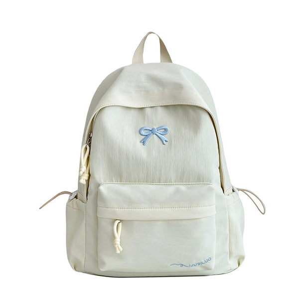 Bow Backpack, Casual Bow Embossed School Backpack for Women with Padded Straps & Pockets