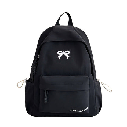 Bow-Embossed Casual School Backpack