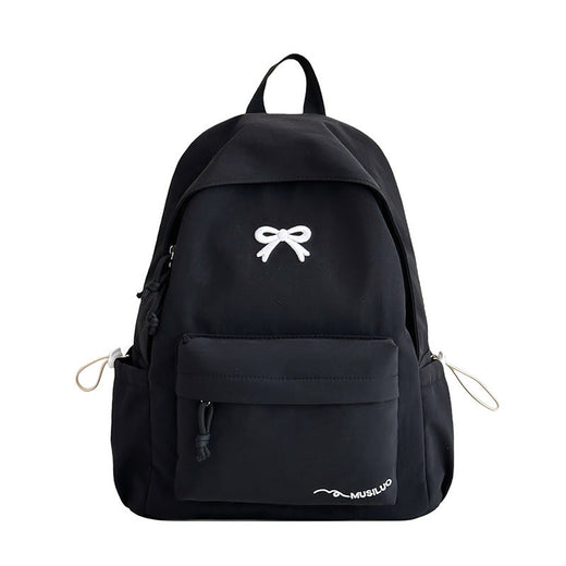 Bow Backpack, Casual Bow Embossed School Backpack for Women with Padded Straps & Pockets