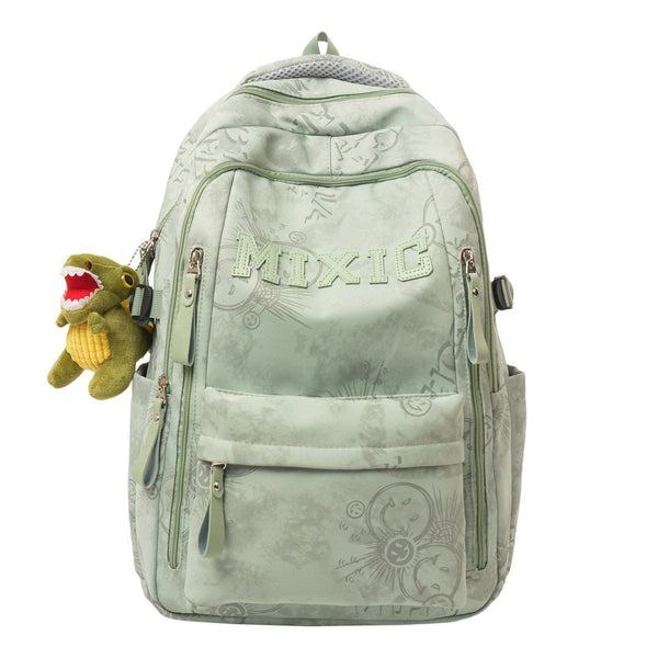 Graphic Print School Backpack, Padded Strap Daypack with Multiple Pockets for Students & Commuters