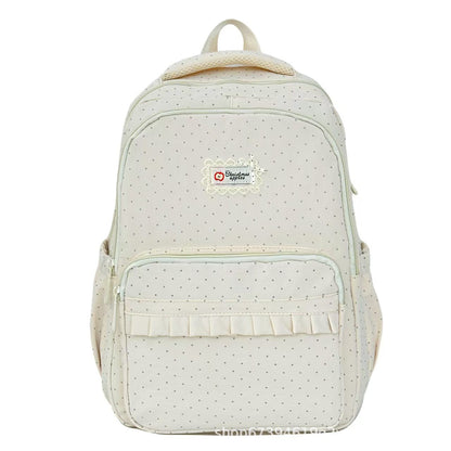Polka Dot Backpack, Ruffled Mini Backpack for Women & Girls
