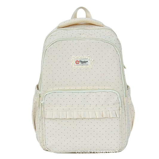 Polka Dot Backpack, Ruffled Mini Backpack for Women & Girls