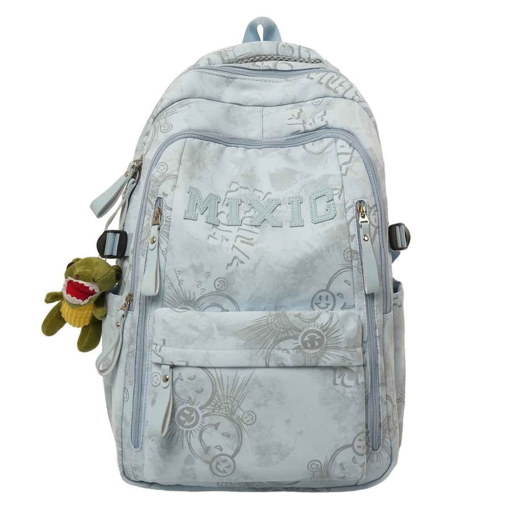 Graphic Print School Backpack, Padded Strap Daypack with Multiple Pockets for Students & Commuters