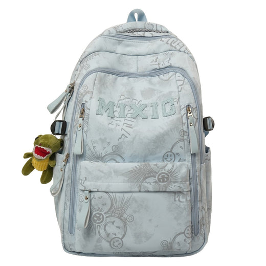 Graphic Print School Backpack, Padded Strap Daypack with Multiple Pockets for Students & Commuters