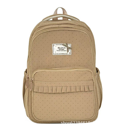 Polka Dot Backpack, Ruffled Mini Backpack for Women & Girls