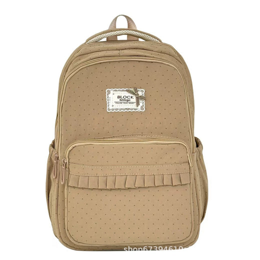 Polka Dot Backpack, Ruffled School Backpack for Women & Girls