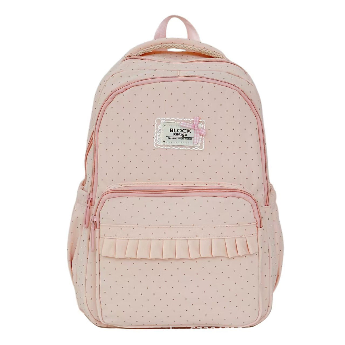 Polka Dot Backpack, Ruffled Mini Backpack for Women & Girls