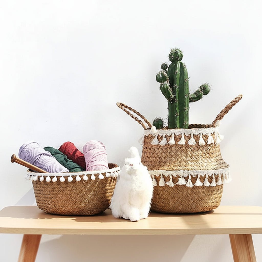 RUSTICZEN Bamboo Willow Basket Foldable Storage