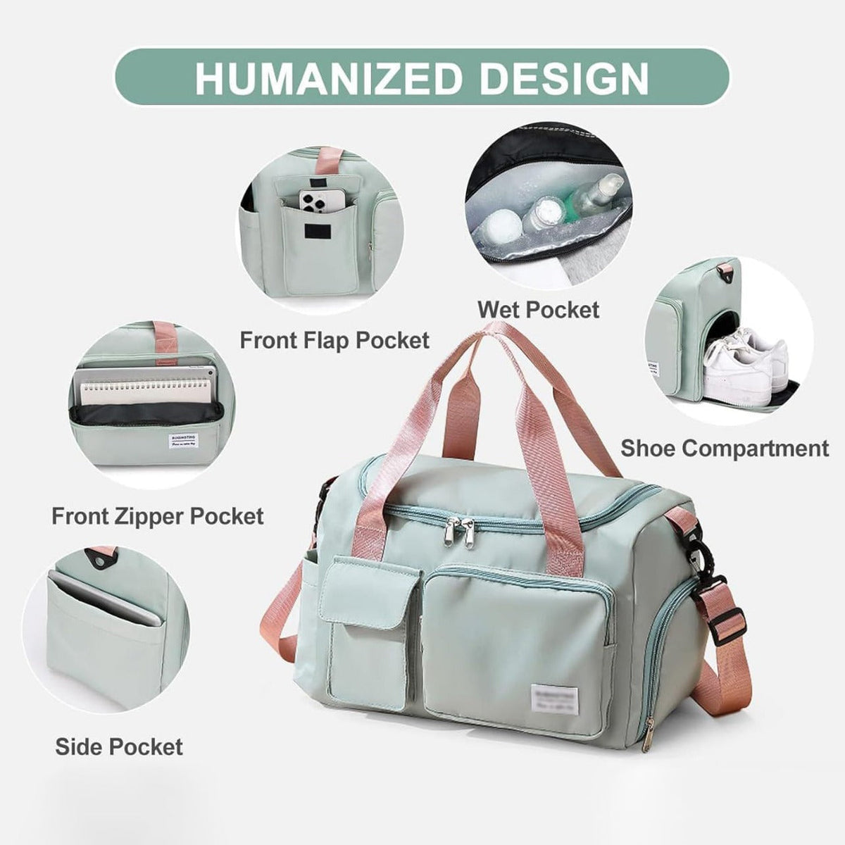 Sports Duffle Travel Bag with Shoe Compartment