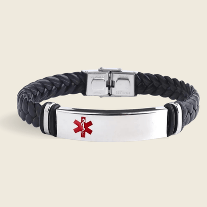 INSCULP Leather Stainless Steel ID Bracelet