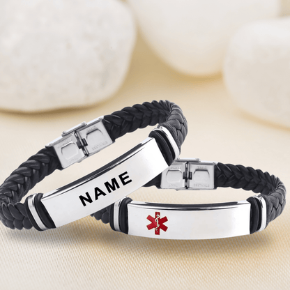 INSCULP Leather Stainless Steel ID Bracelet