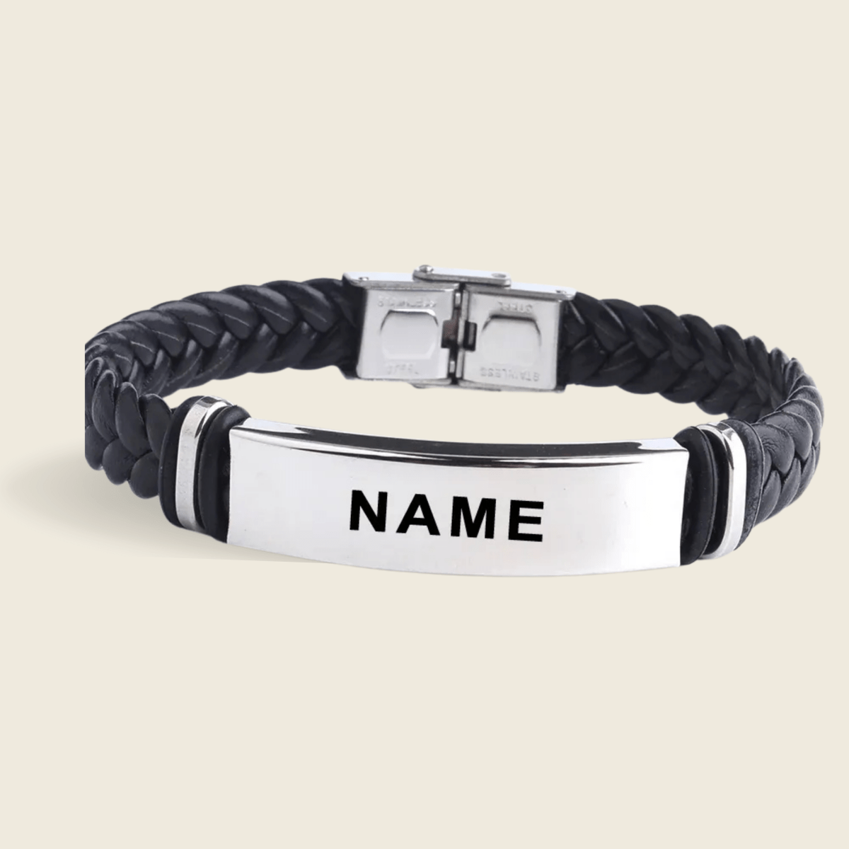 INSCULP Leather Stainless Steel ID Bracelet lifestyle 3