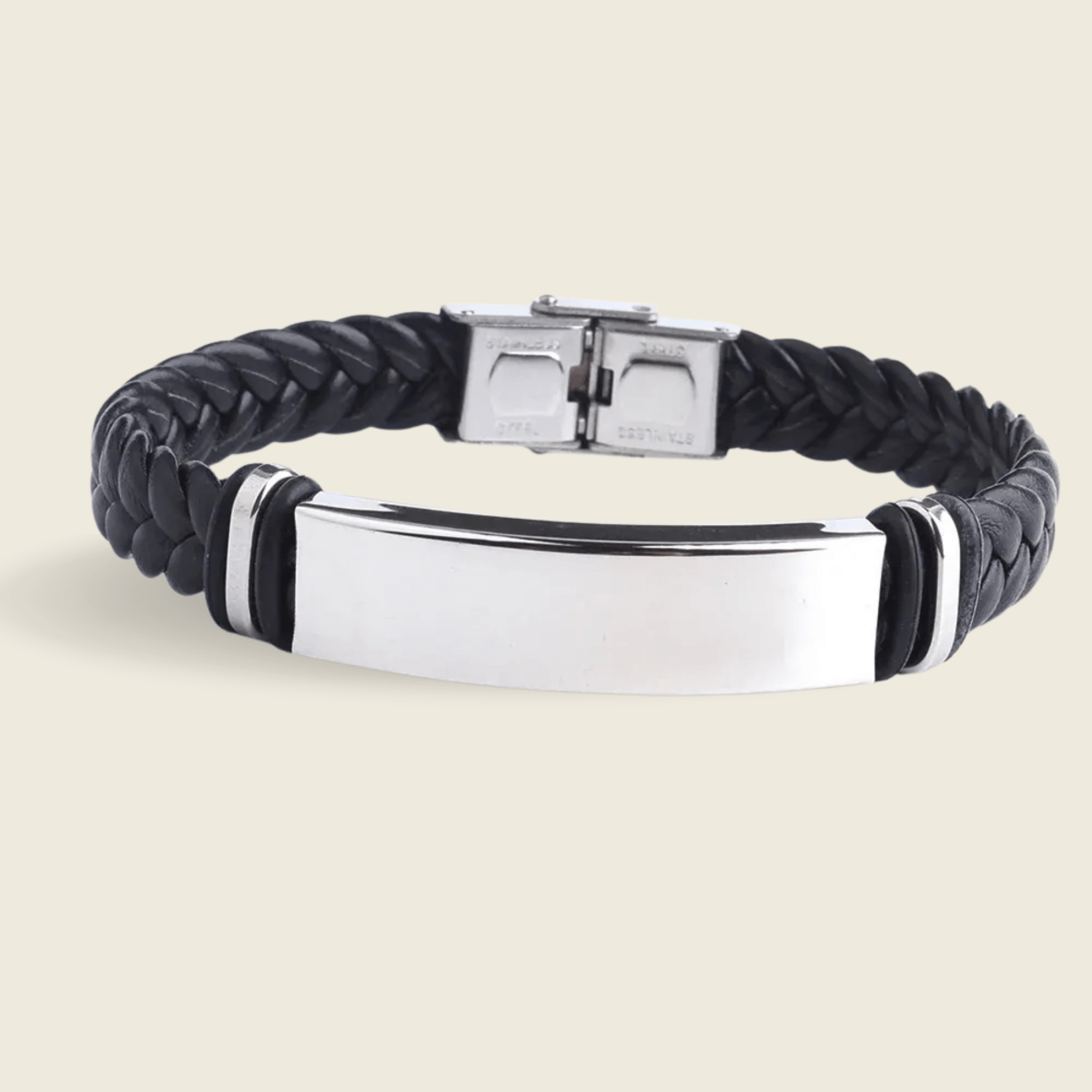 INSCULP Leather Stainless Steel ID Bracelet