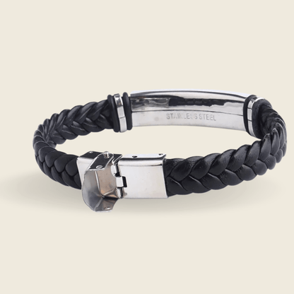 INSCULP Leather Stainless Steel ID Bracelet