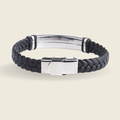 INSCULP Leather Stainless Steel ID Bracelet