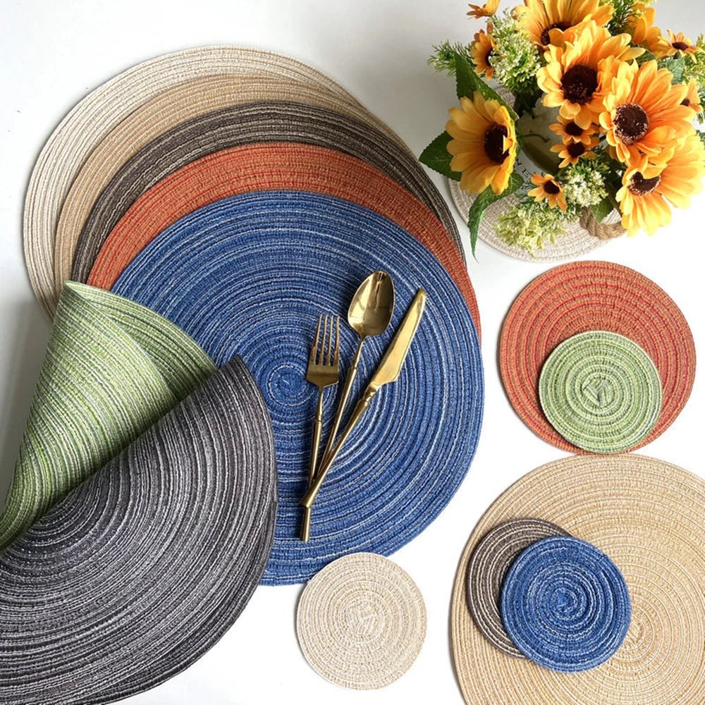 DINEROUND Ramie Coasters Set
