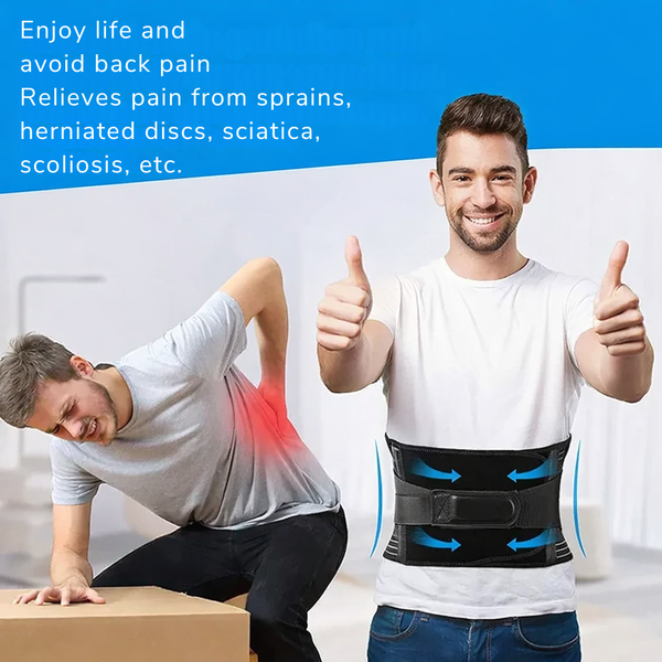 Lower Back Support Belt, Lumbar Brace with 4 Aluminum Stays for Work, Sports & Daily Wear