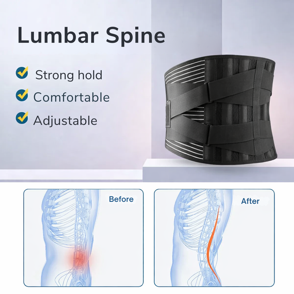 Lower Back Support Belt, Lumbar Brace with 4 Aluminum Stays for Work, Sports & Daily Wear