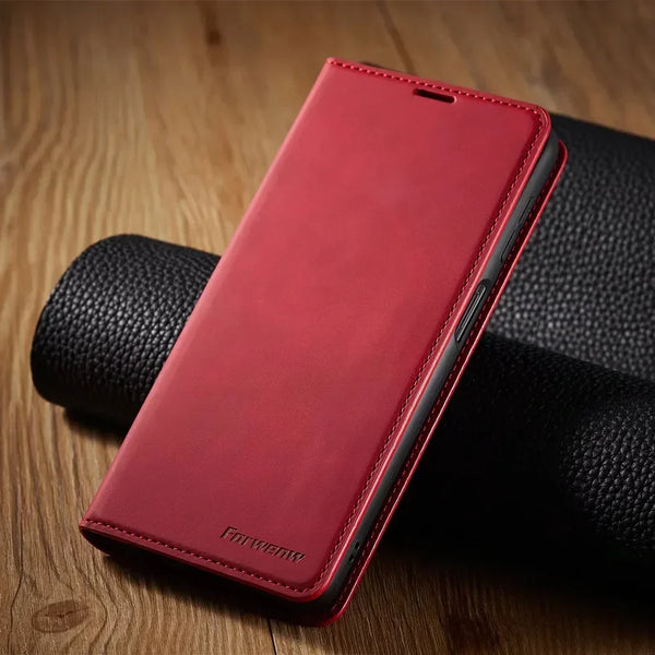 Samsung Galaxy Leather Flip Case, Magnetic Wallet Phone Case with Card Holder