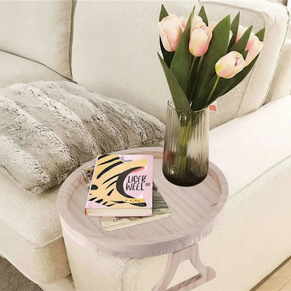 CLIPTABLE Round Wooden Sofa Tray