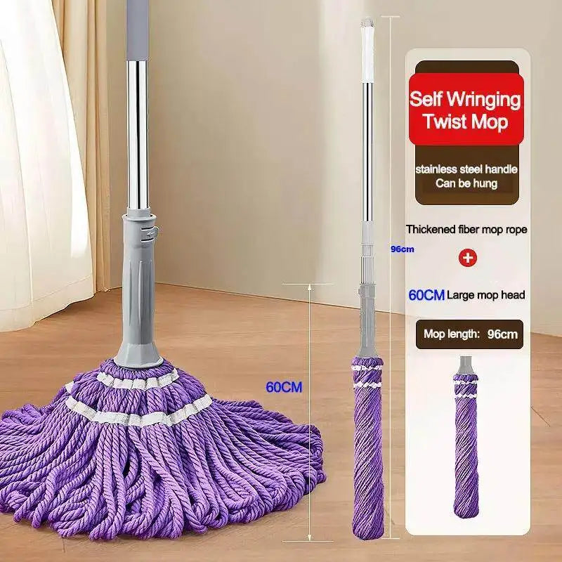 Self-Wringing Spin Mop with Microfiber Head and Telescopic Handle