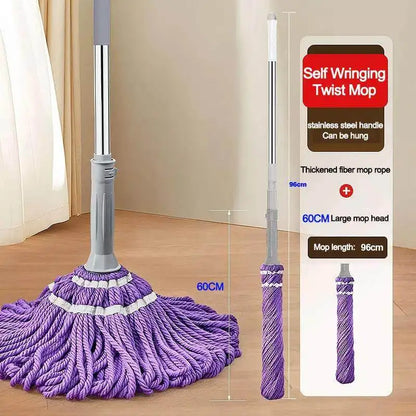 Self-Wringing Spin Mop with Microfiber Head and Telescopic Handle