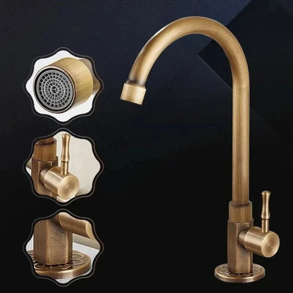 GOLDENSWAN Antique Brass Swan Neck Faucet