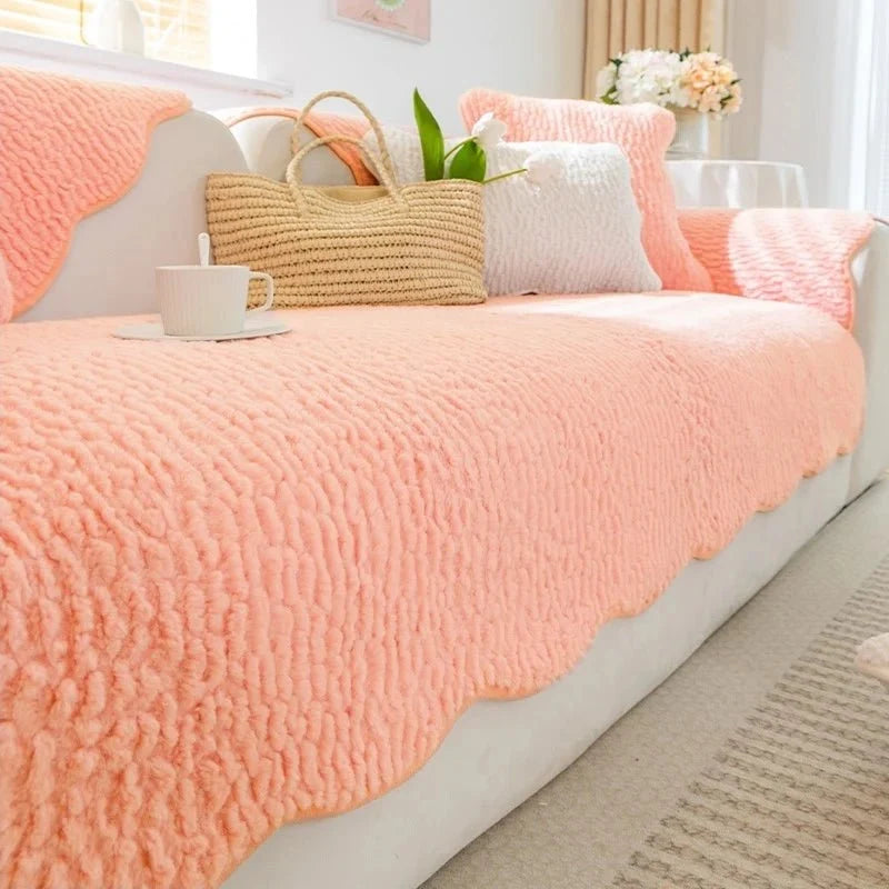 PLUSHCREAM Thick Tuft Fleece Sofa Cover