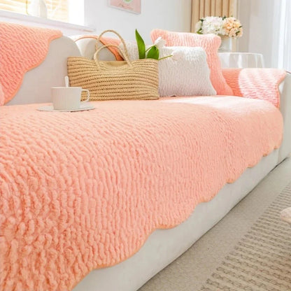 PLUSHCREAM Thick Tuft Fleece Sofa Cover
