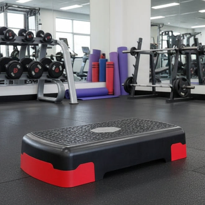 Adjustable Fit Step Adjustable Fitness Stepper image with text 1