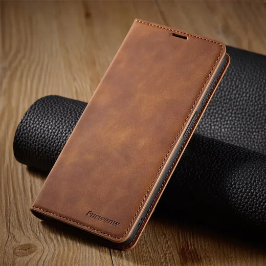 Samsung Galaxy Leather Flip Case, Magnetic Wallet Phone Case with Card Holder