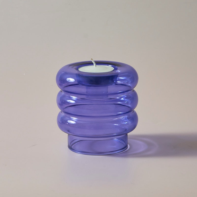 Glass Candle Holder, Spiral Taper Candle Holder