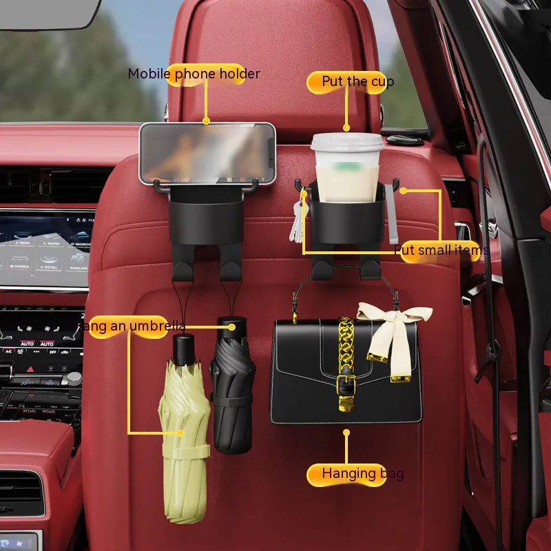 Car Back Seat Cup Holder, Headrest Cup & Device Holder