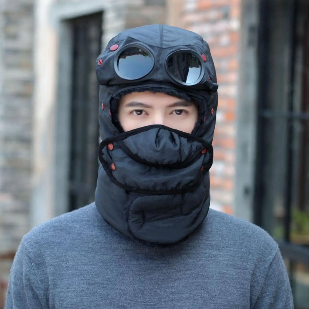 Winter Face Mask Hat, Thermal Windproof Balaclava Hat with Goggles