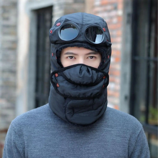 Winter Face Mask Hat, Thermal Windproof Balaclava Hat with Goggles