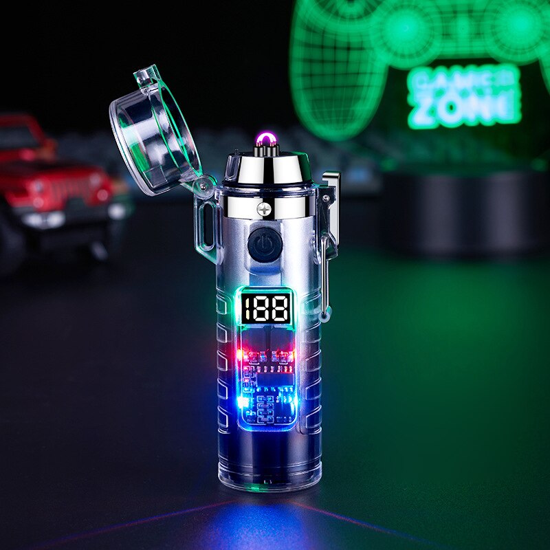 Arc Lighter, Windproof Double Arc Lighter with Flashlight