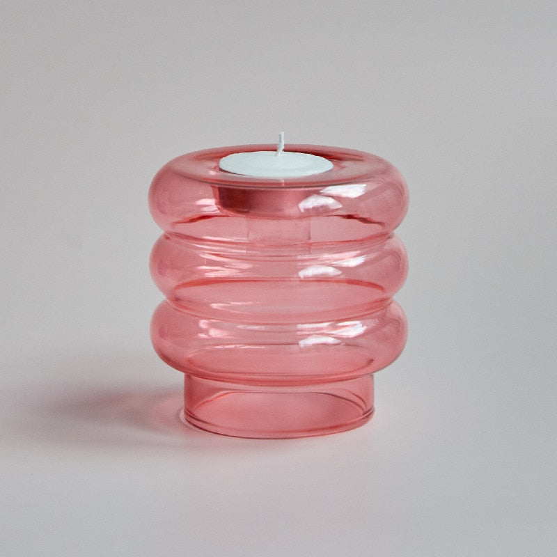 Glass Candle Holder, Spiral Taper Candle Holder