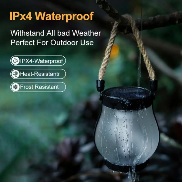 Solar Lantern with Flickering Flame, Weatherproof LED Garden Lantern for Patio, Balcony & Outdoors