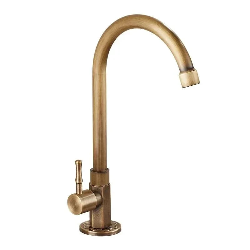 GOLDENSWAN Antique Brass Swan Neck Faucet lifestyle image 3