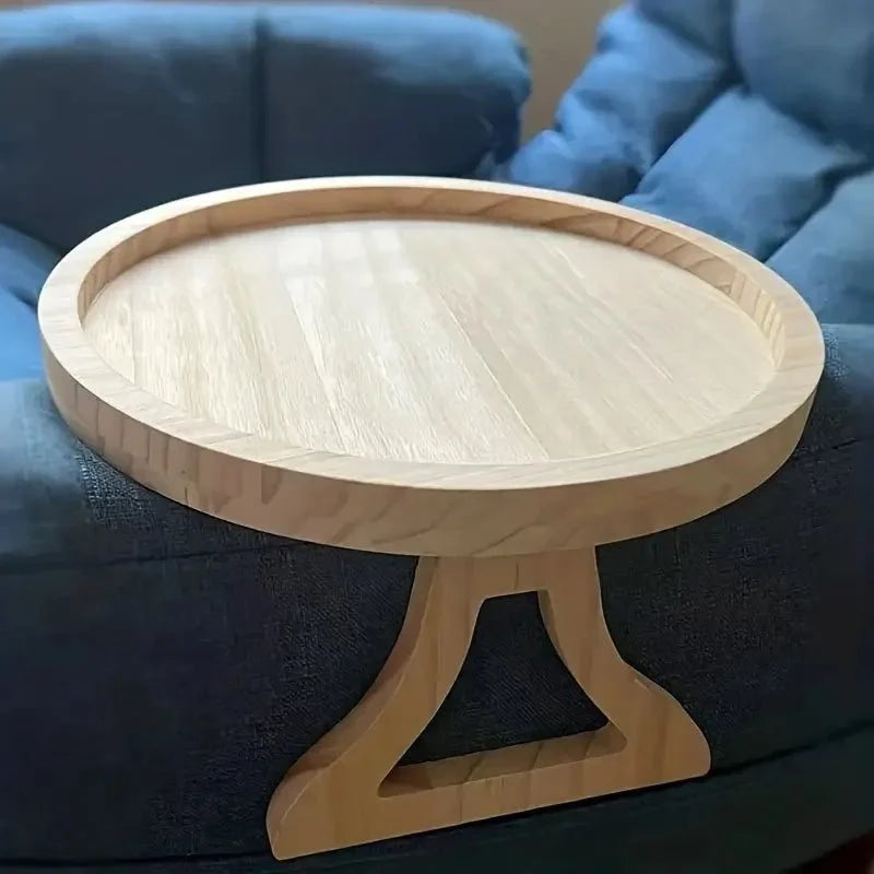 CLIPTABLE Round Wooden Sofa Tray