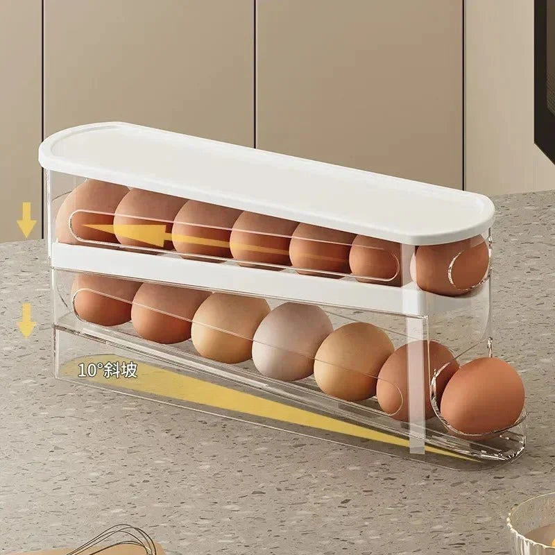 FLOWSTACK Automatic Rolling 2-layer Egg Organizer
