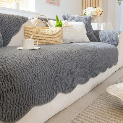 PLUSHCREAM Thick Tuft Fleece Sofa Cover